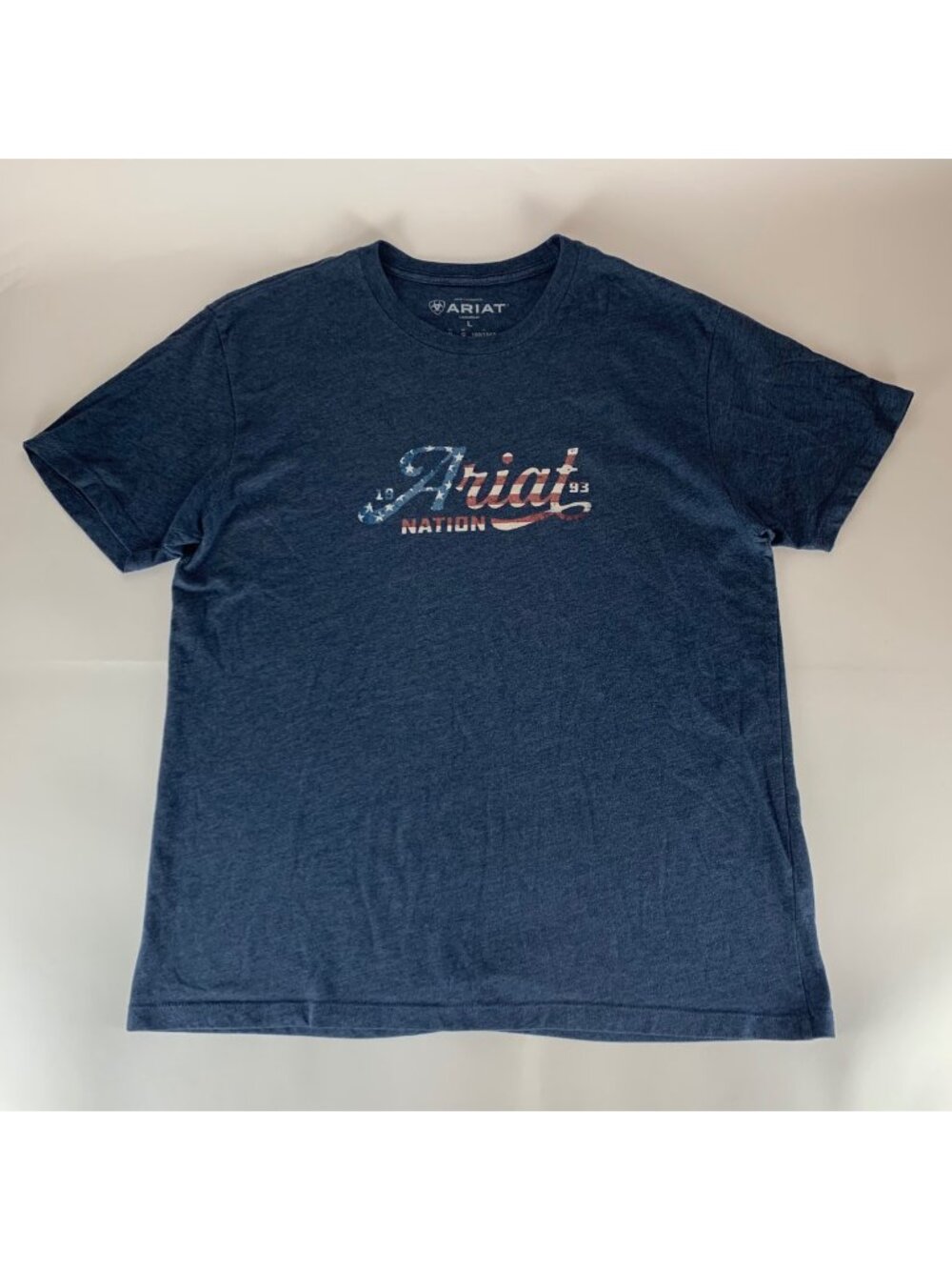 Ariat Navy Blue Short Sleeve Crewneck Shirt Mens Large